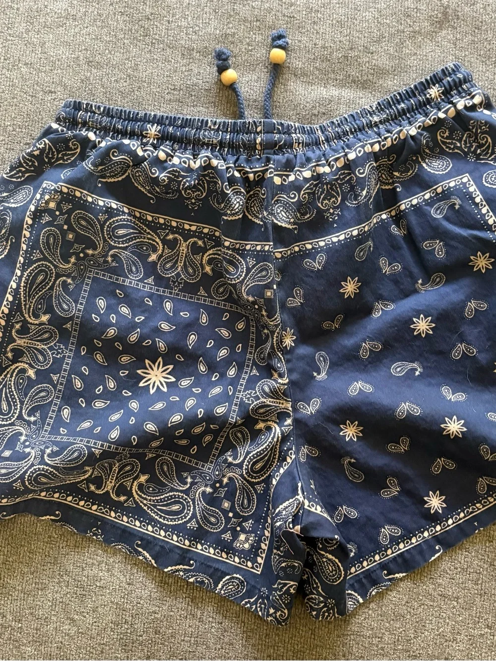 Navy Bandana Print Drawstring Women's Shorts